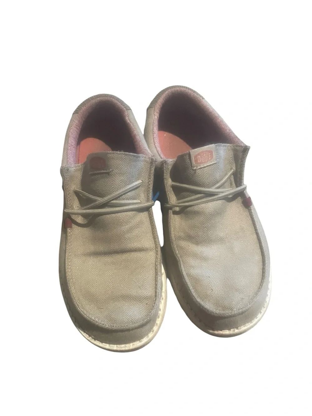 Hey Dude Canvas Slip-On Shoes in Taupe with Pink Lining